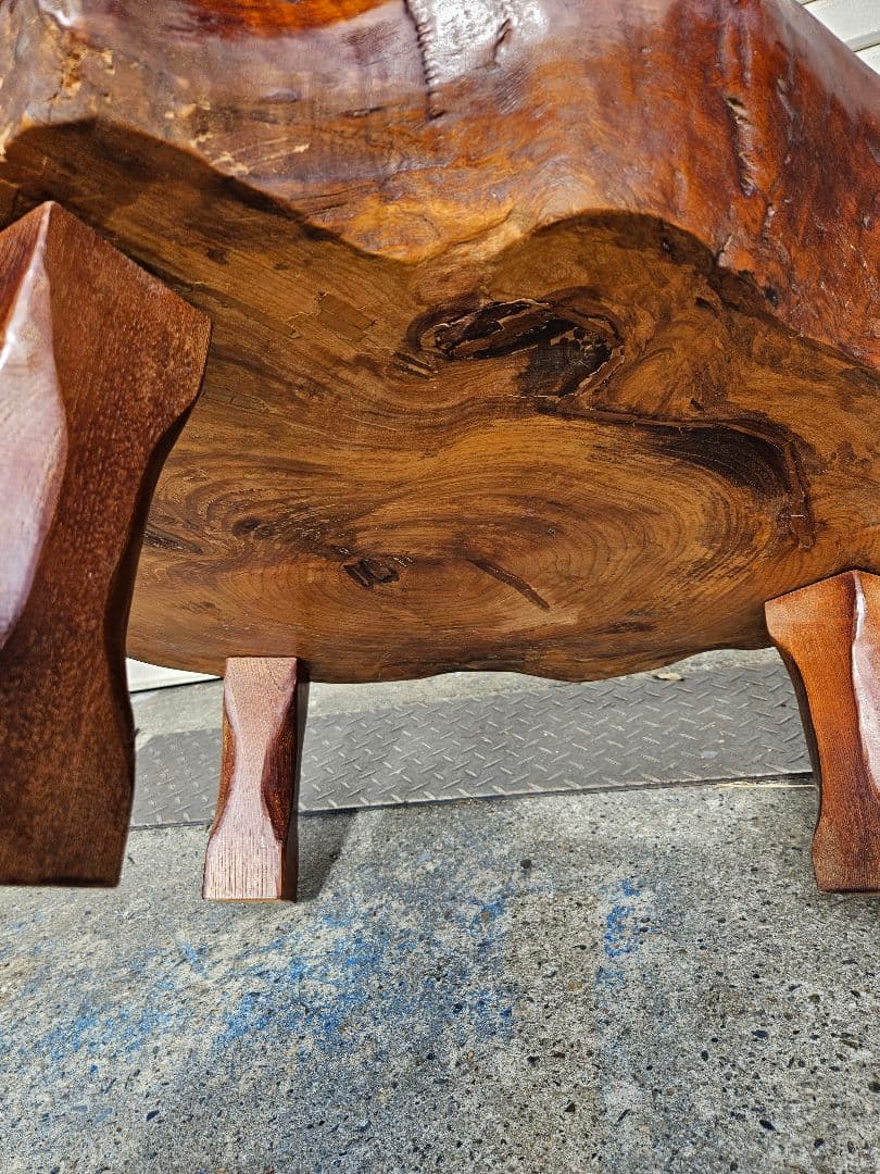 ジャパンヴィンテージ 一枚板の座卓 無垢材 天然木 一人用 ちゃぶ台 輪切り