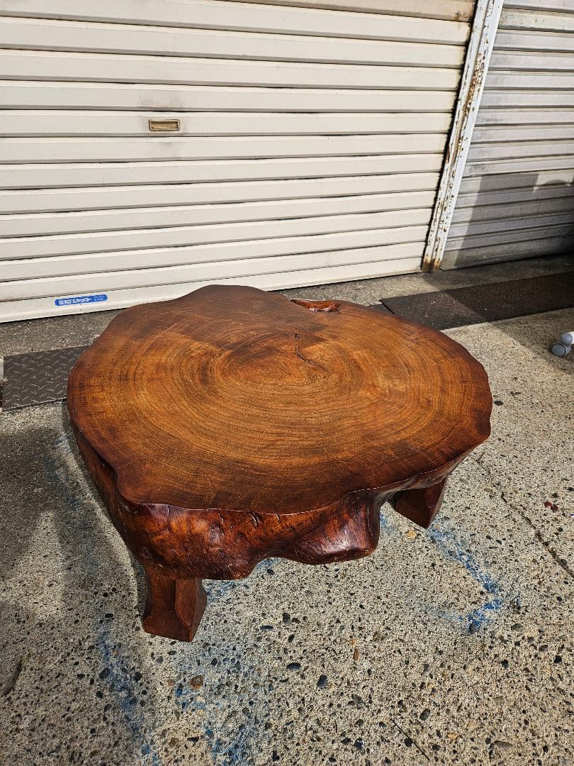 ジャパンヴィンテージ 一枚板の座卓 無垢材 天然木 一人用 ちゃぶ台 輪切り