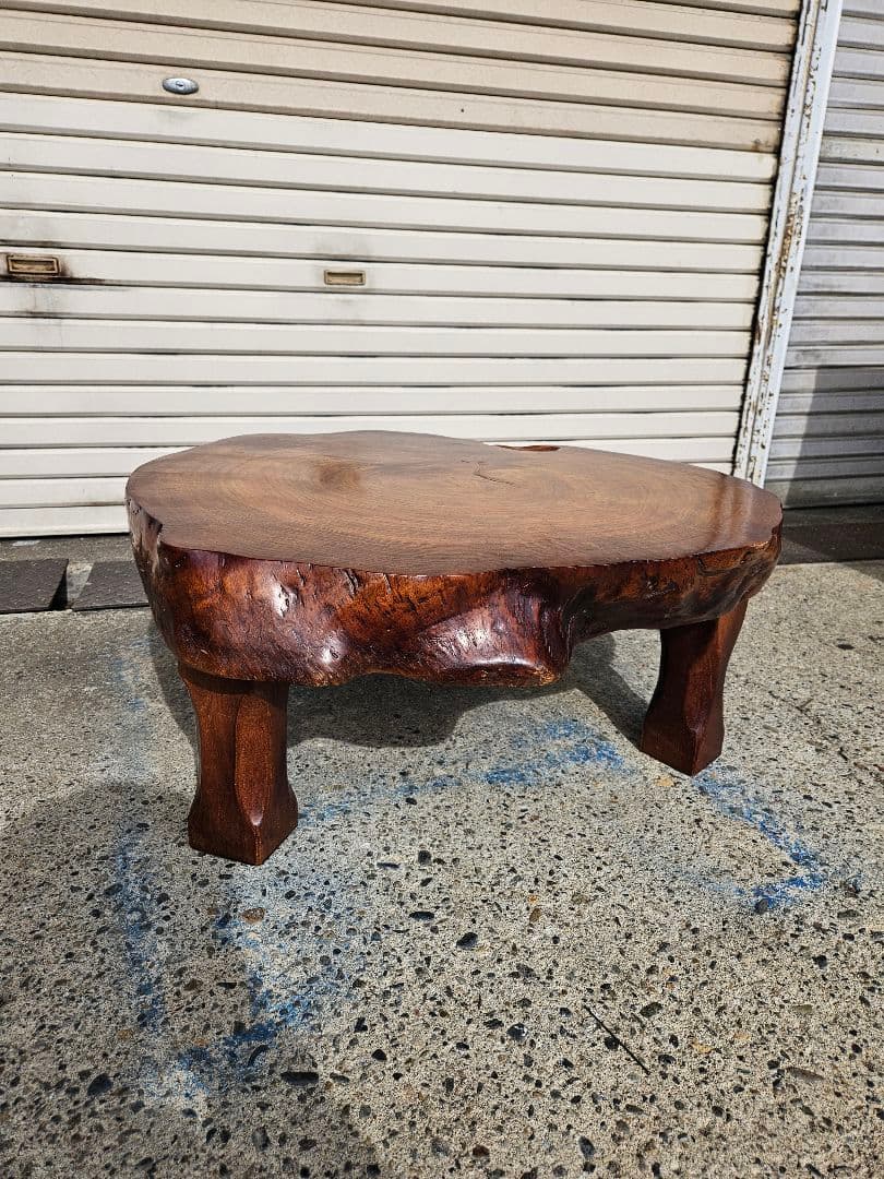 ジャパンヴィンテージ 一枚板の座卓 無垢材 天然木 一人用 ちゃぶ台 輪切り