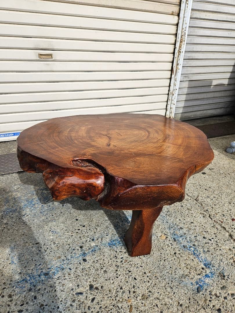 ジャパンヴィンテージ 一枚板の座卓 無垢材 天然木 一人用 ちゃぶ台 輪切り