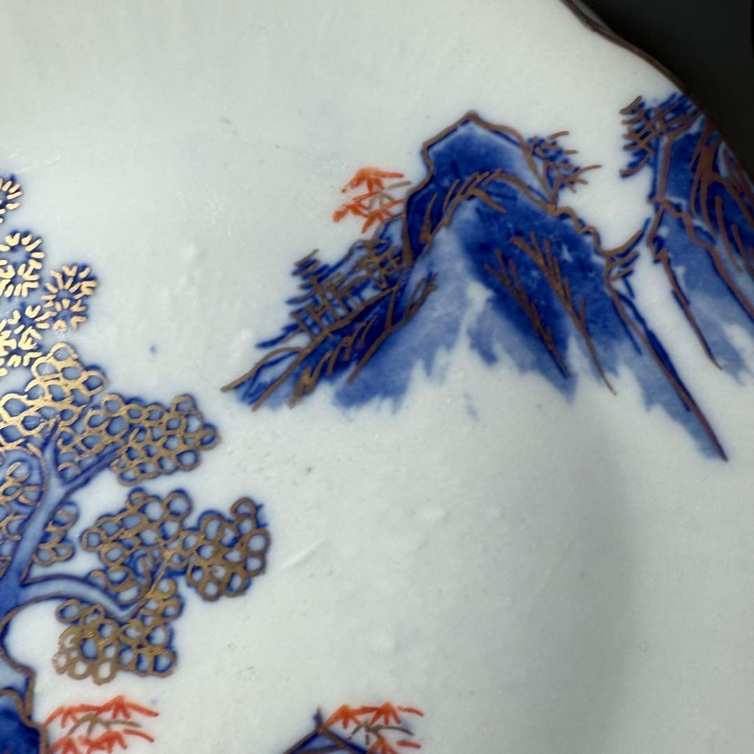 大正〜昭和前期　アンティーク有田　染錦　山水図　取皿　20枚　岩城窯印有　料理屋