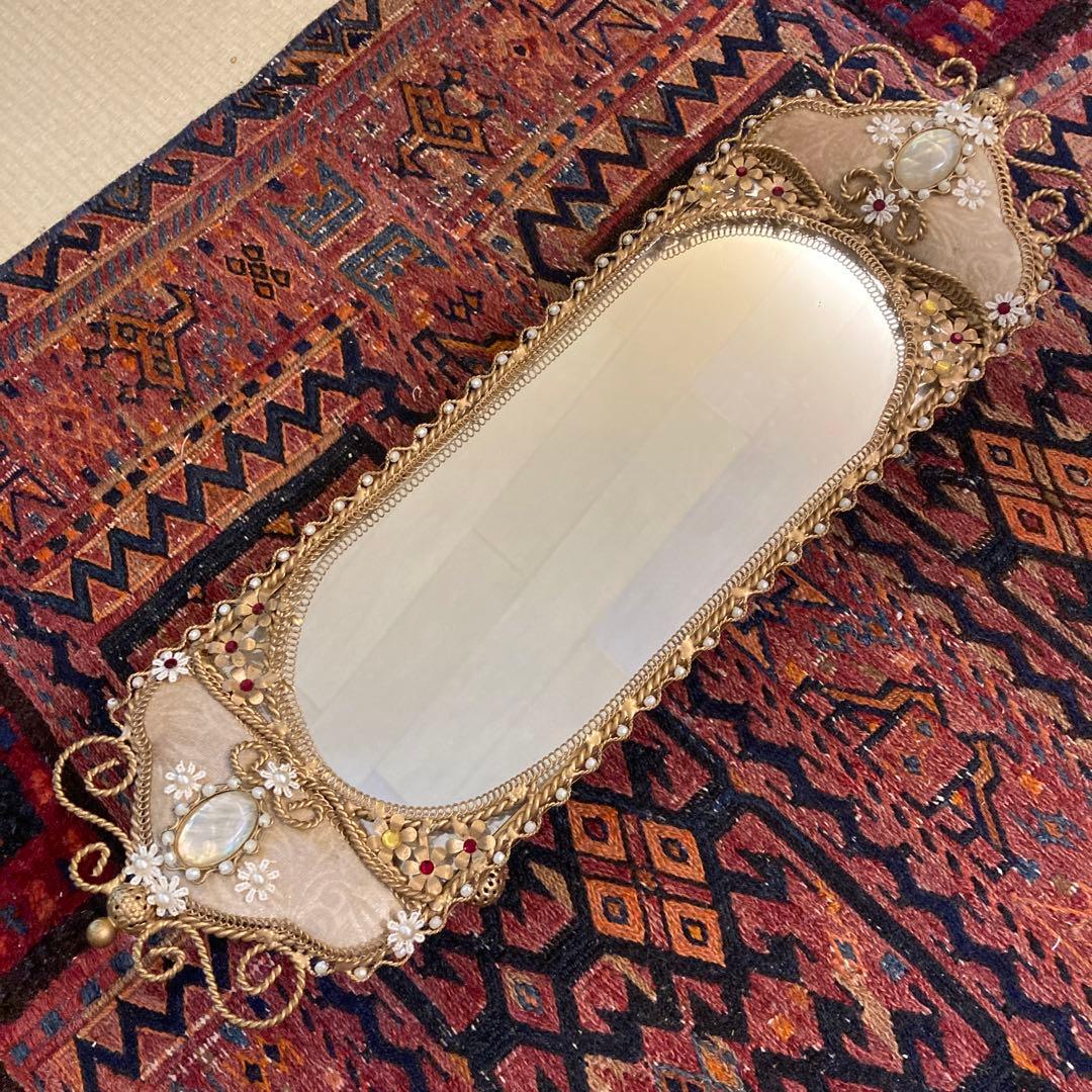 アンティーク　ミラートレイ