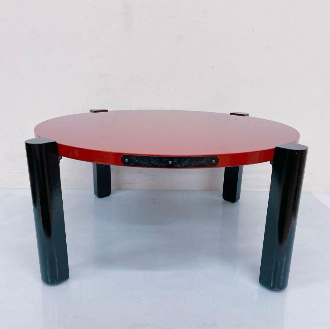 7HM18 漆塗 うるし 丸テーブル 座卓 丸テーブル 和 アンティーク