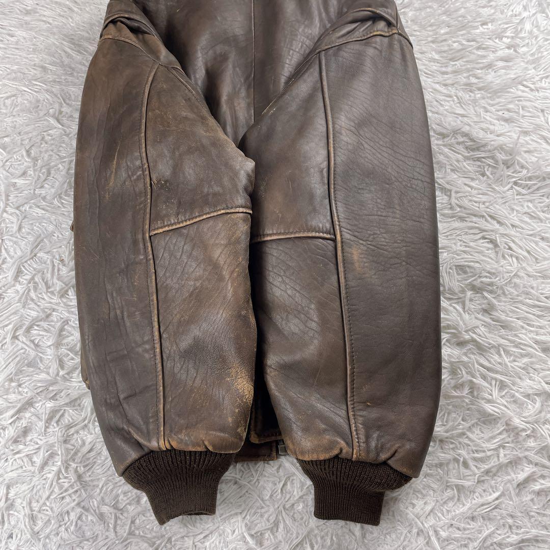 ヴィンテージ G-1 フライトジャケット レザー 羊革 襟ボア 裏地柄 韓国製