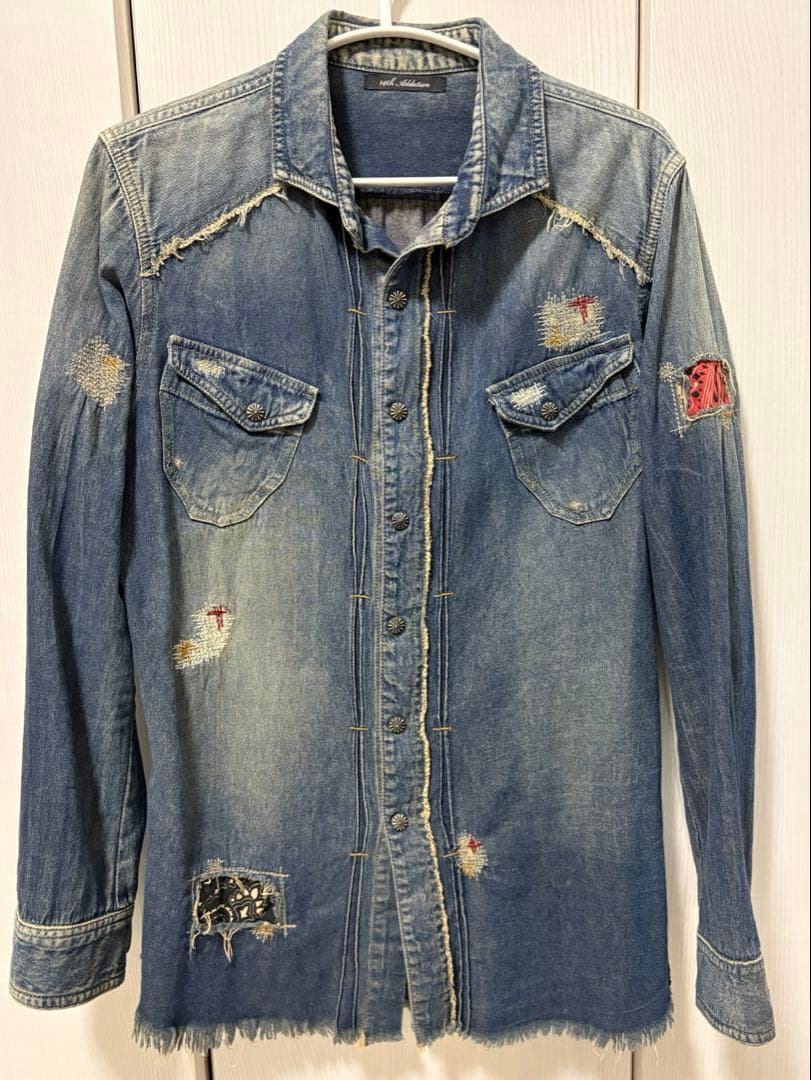 14thaddiction デニムシャツ サイズ2 M スリム フレイドヘム