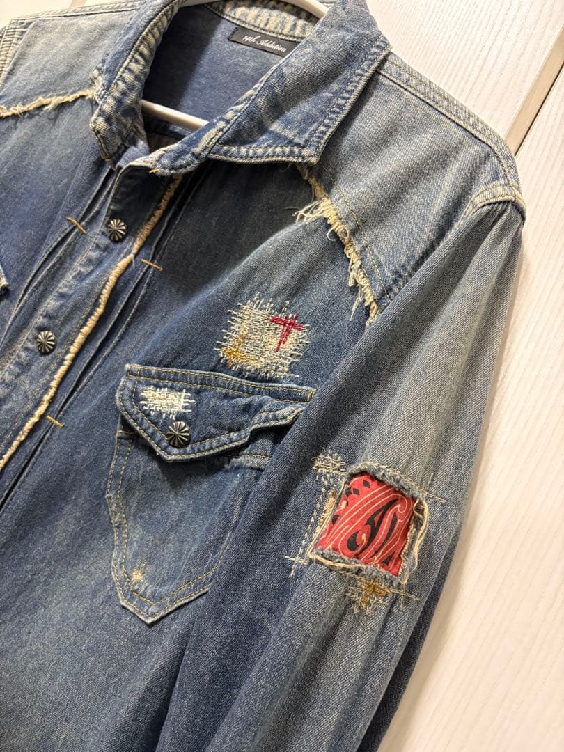 14thaddiction デニムシャツ サイズ2 M スリム フレイドヘム