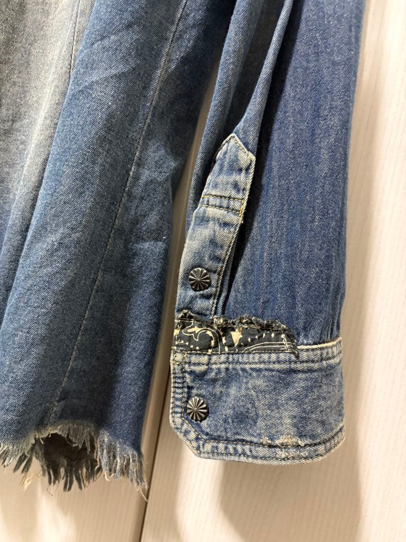 14thaddiction デニムシャツ サイズ2 M スリム フレイドヘム