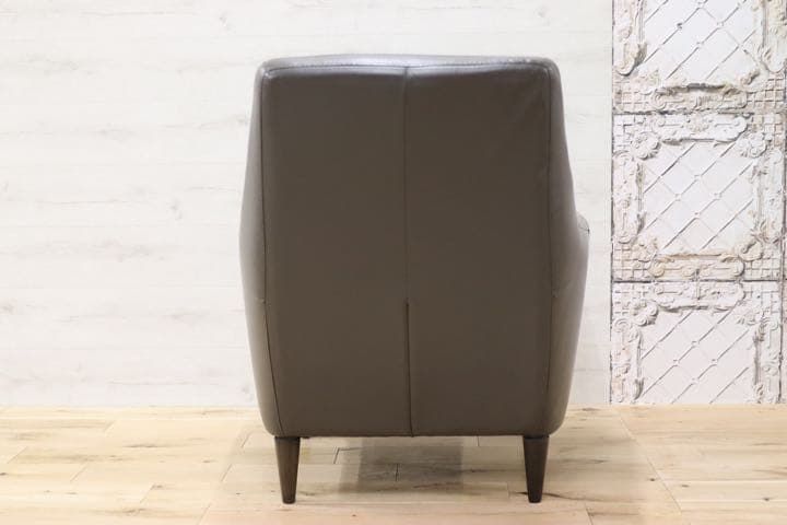 GMFK392○IDC大塚家具 アームチェア フォルテ 総革 グレー 1人掛けソ