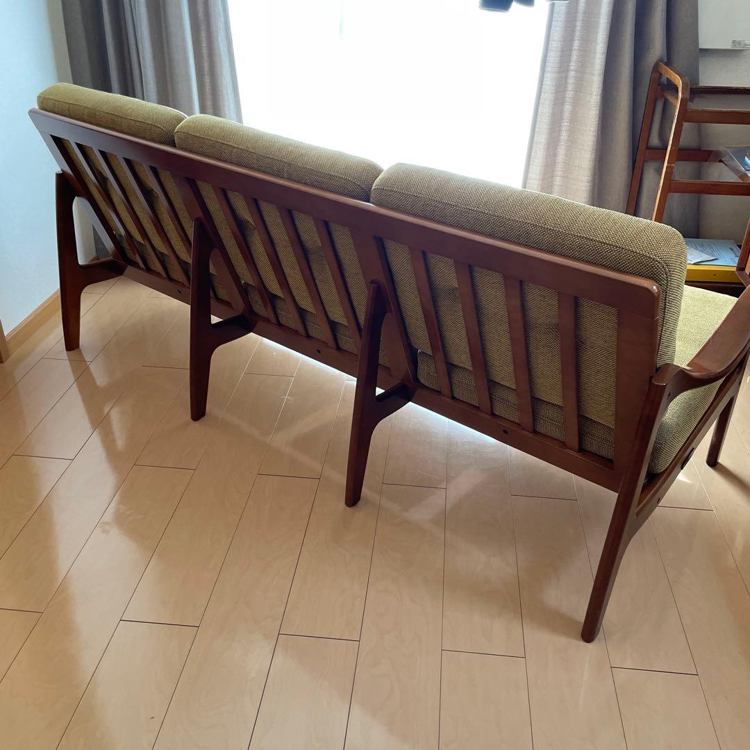 カリモク60 フレームチェア　3シーター　マスタードイエロー