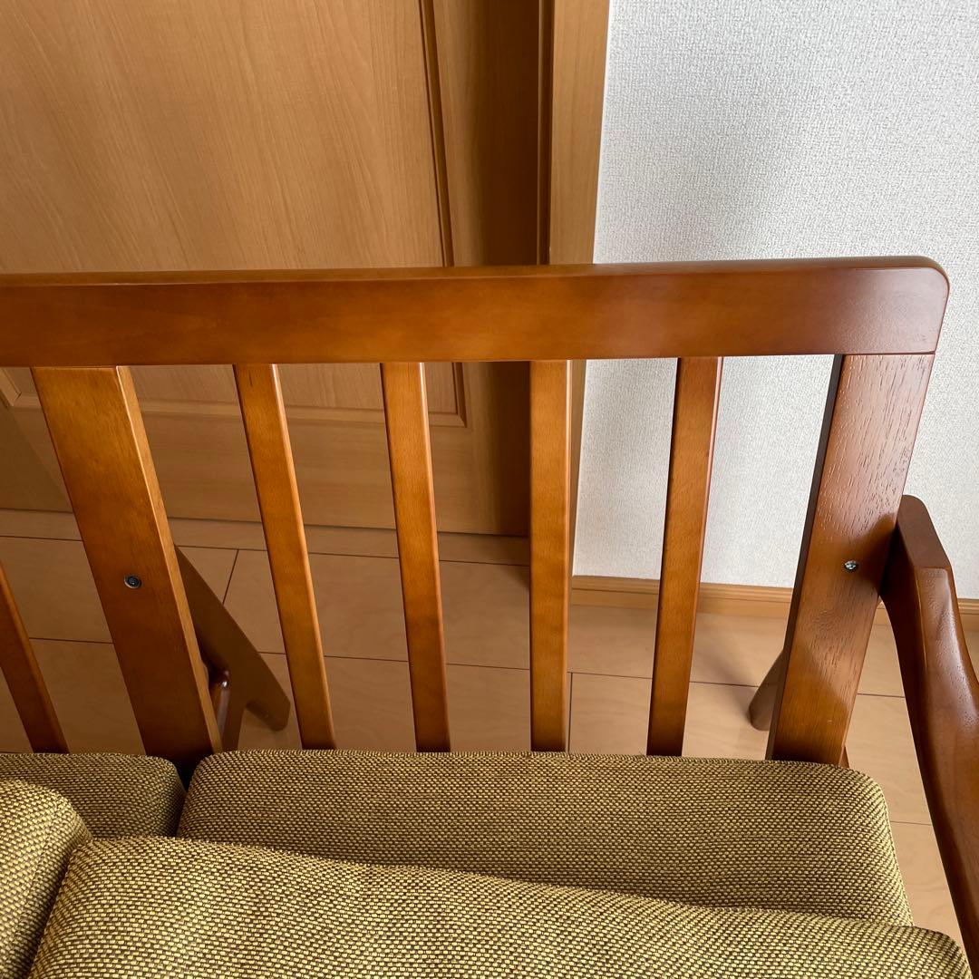 カリモク60 フレームチェア　3シーター　マスタードイエロー