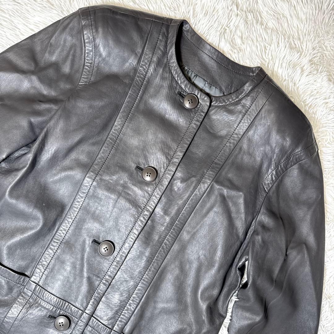 希少 ジバンシー レザーコート ノーカラー 羊革 シープレザー 本革 ロング