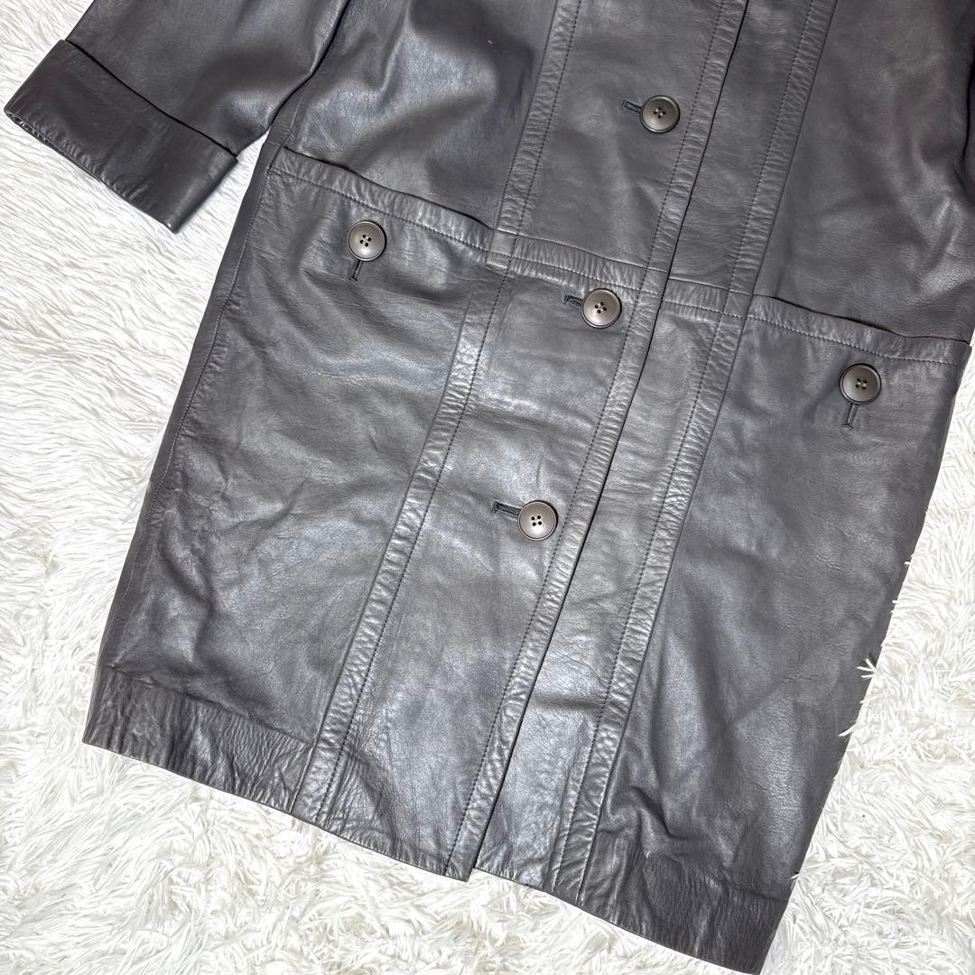 希少 ジバンシー レザーコート ノーカラー 羊革 シープレザー 本革 ロング