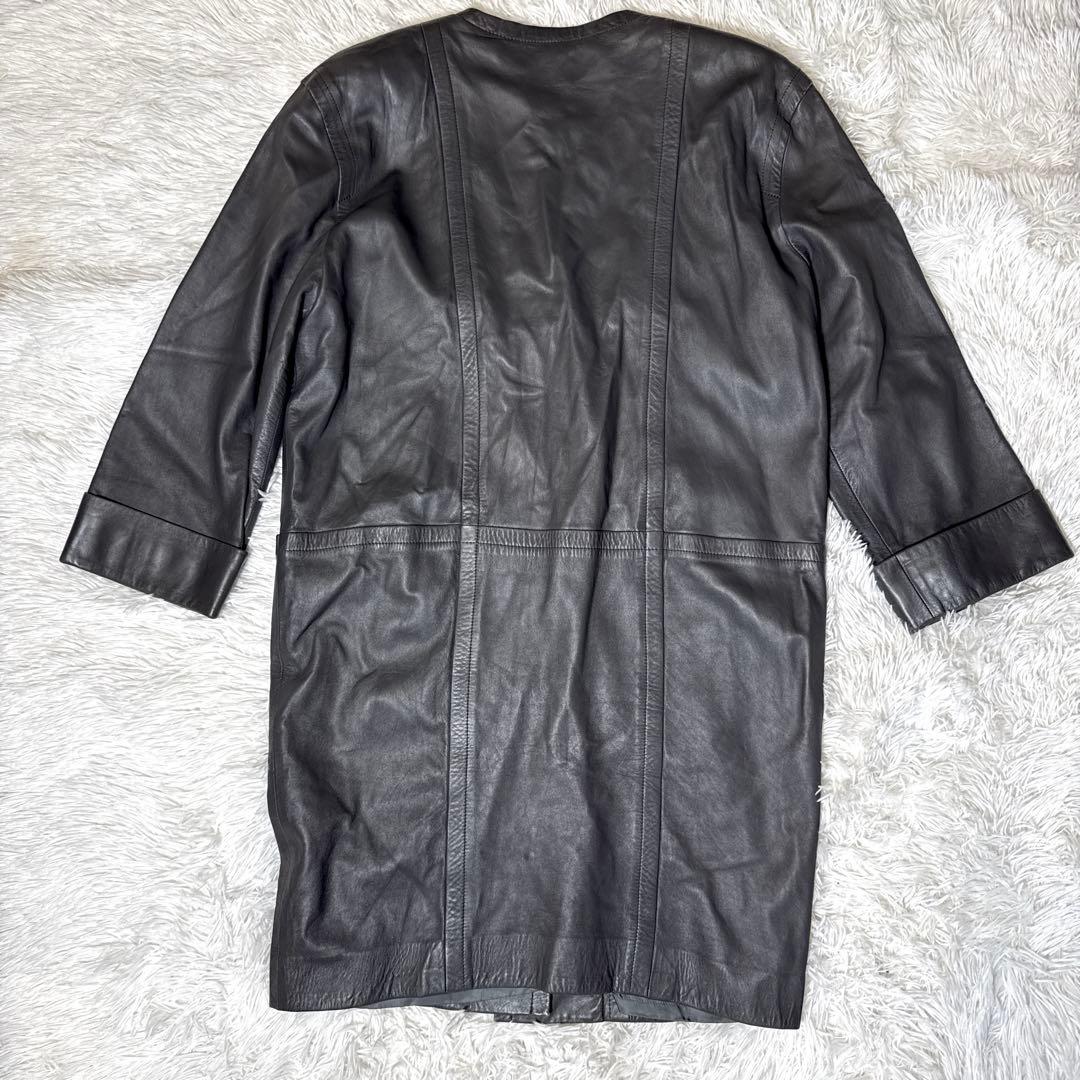 希少 ジバンシー レザーコート ノーカラー 羊革 シープレザー 本革 ロング