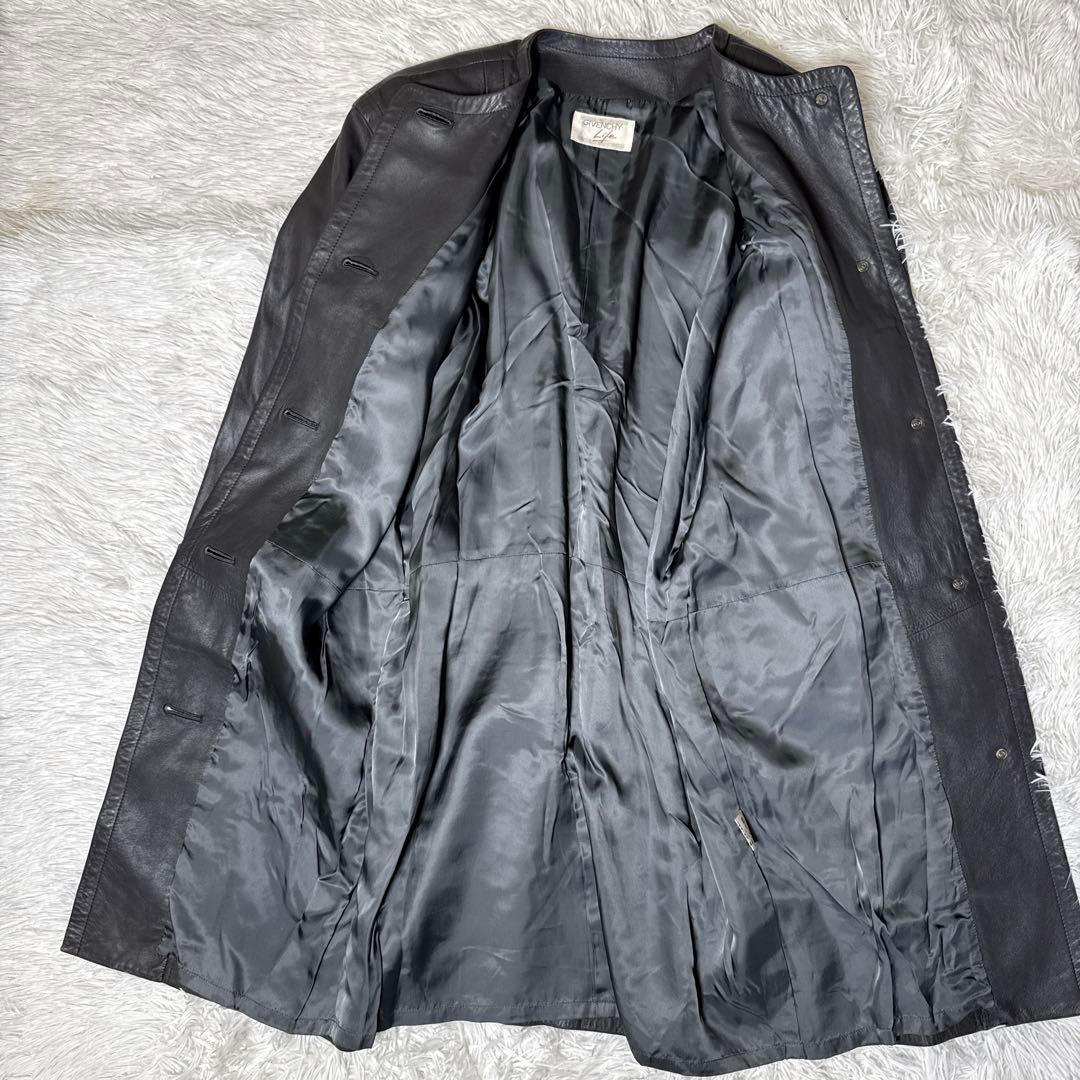希少 ジバンシー レザーコート ノーカラー 羊革 シープレザー 本革 ロング