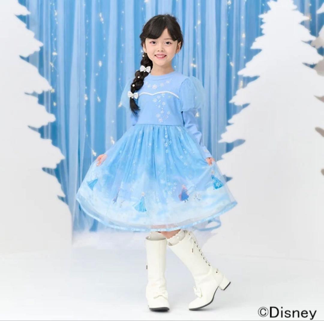 ✨極美品✨メゾピアノ アナと雪の女王 ドッキングワンピース 110 ライトブルー