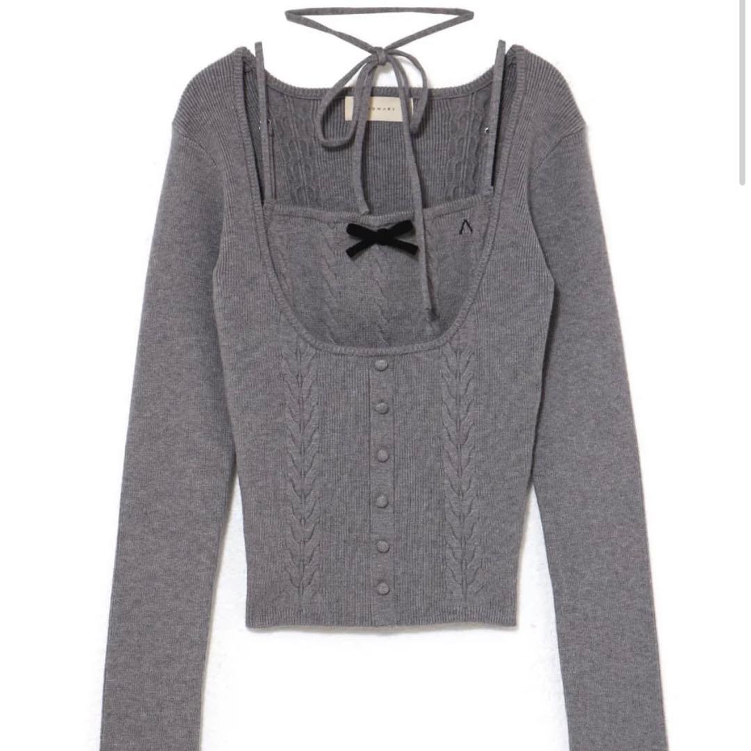 トップス ANDMARY andmary Sharon ribbon tops gray