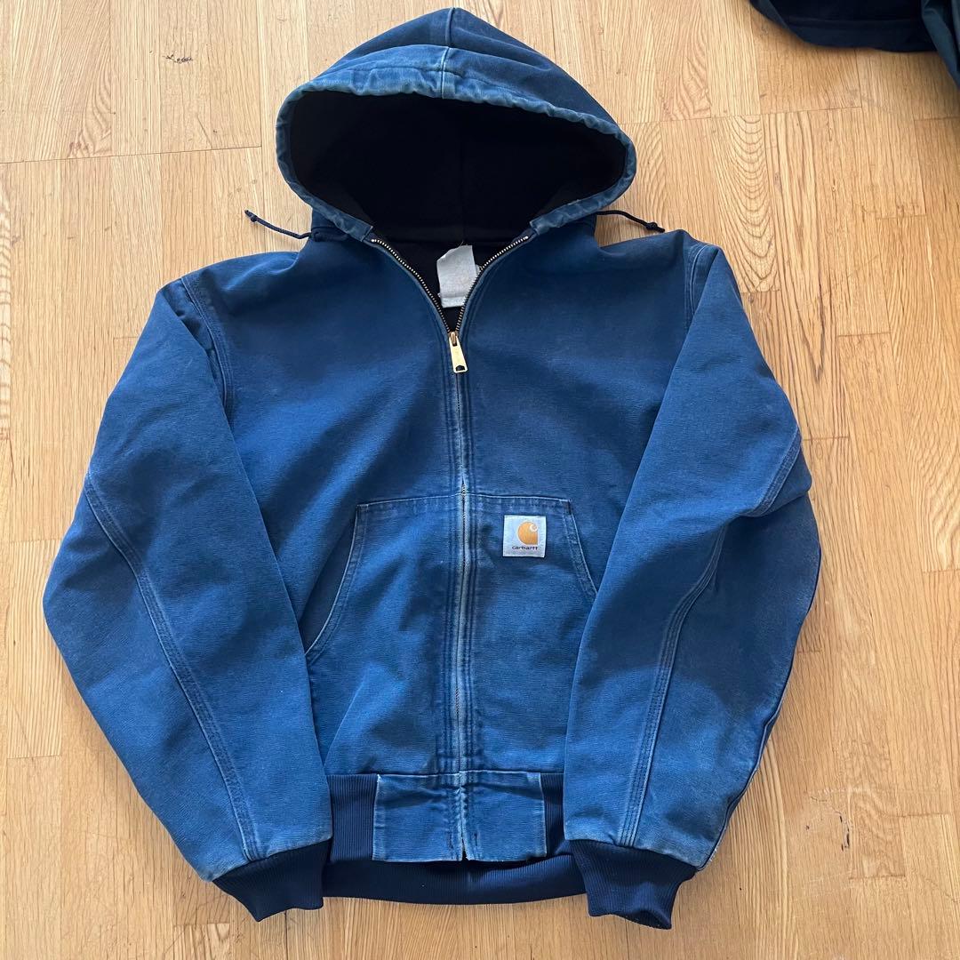 80s USA製 Carhartt アクティブジャケット フェードネイビー