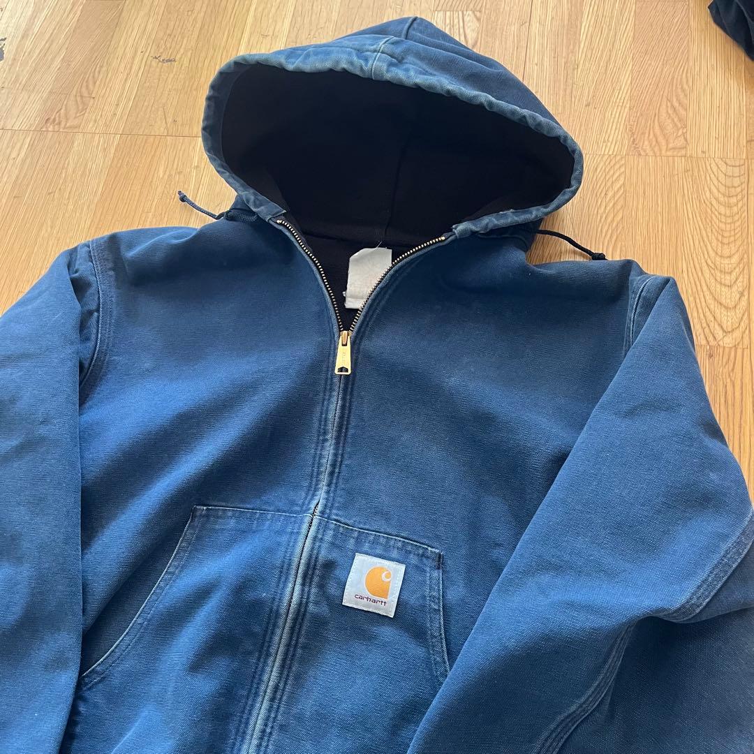 80s USA製 Carhartt アクティブジャケット フェードネイビー