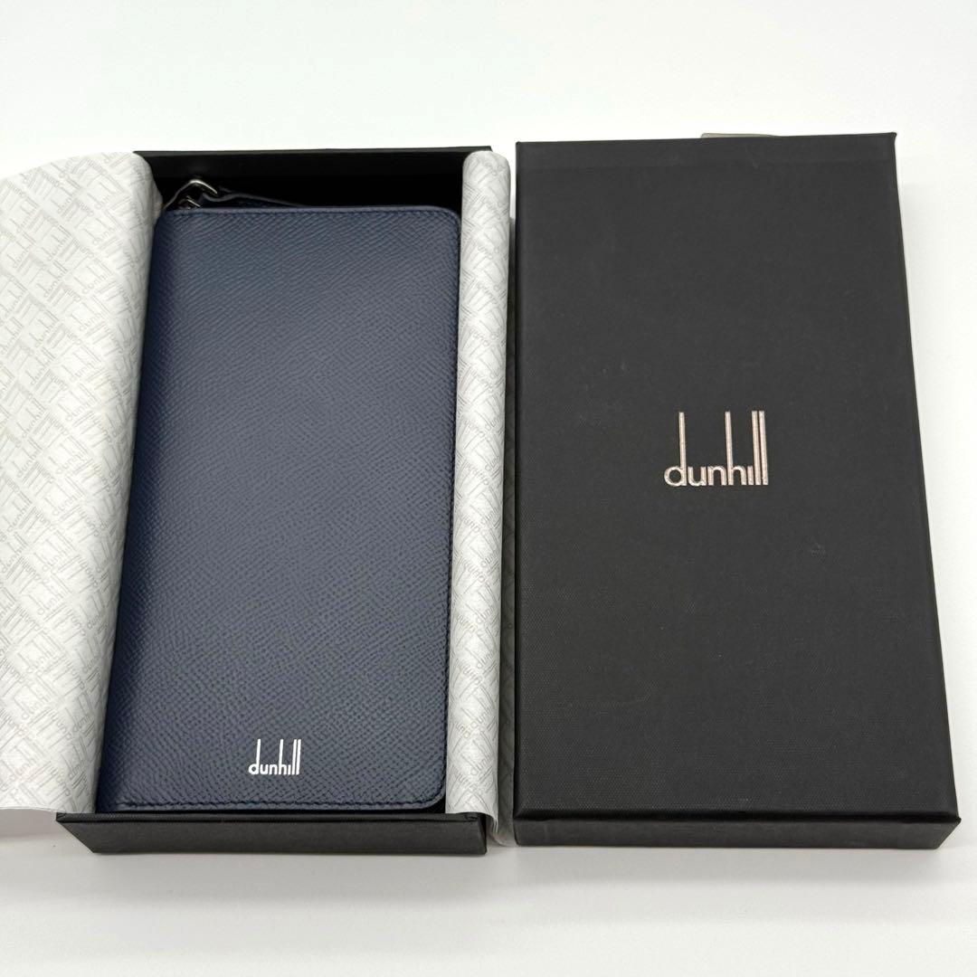 dunhill ダンヒル カドガン ラウンドファスナー 長財布 ネイビー カード