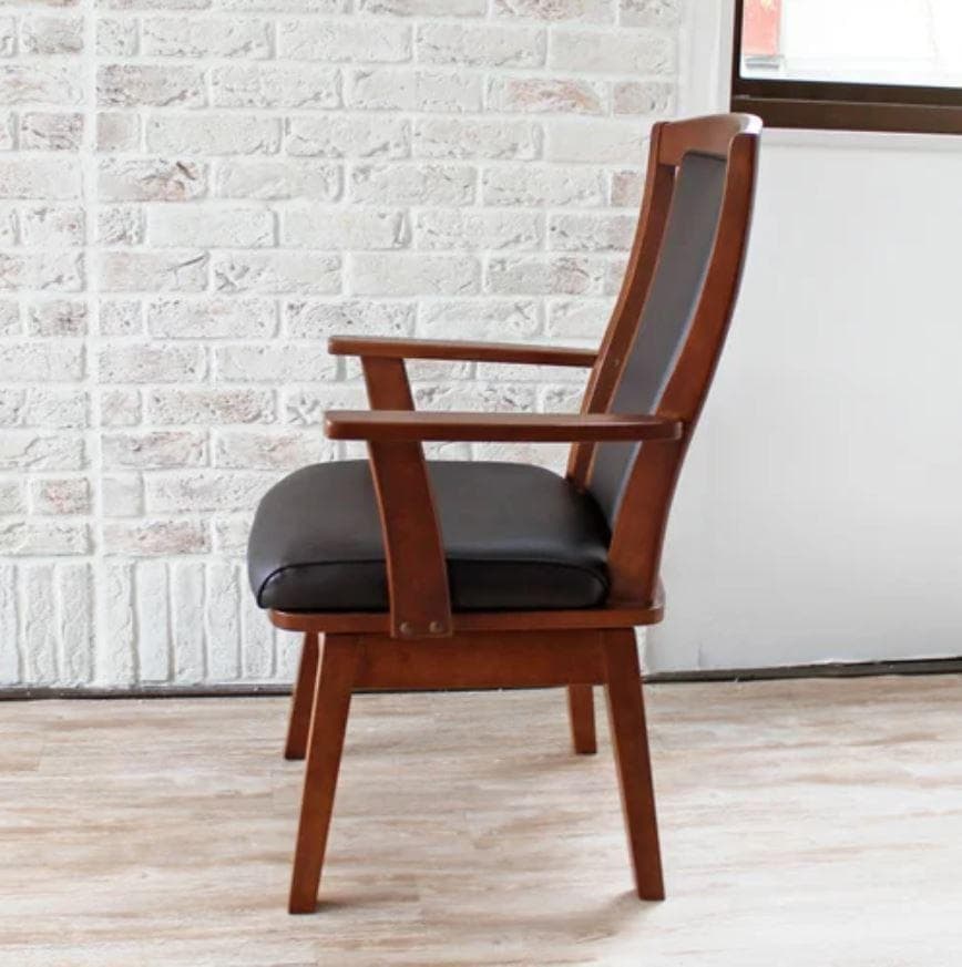 CRS　回転式ダイニングチェア　6脚　ブラウン　アームチェア　肘付