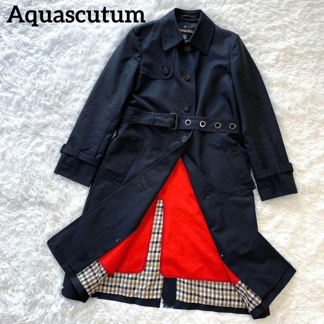 アクアスキュータム トレンチコート ネイビー 8 L相当 メンズ 通勤 ビジネス