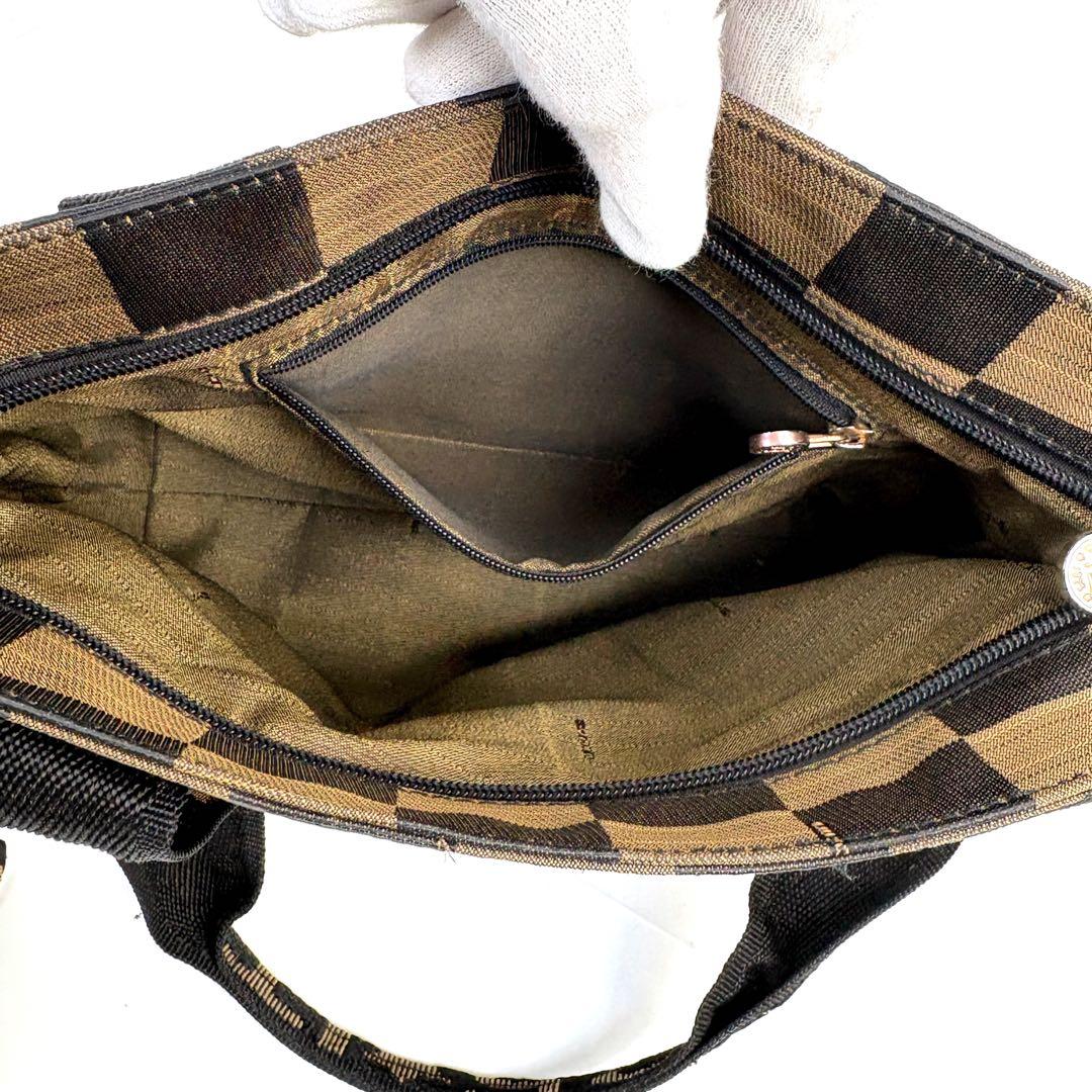 ✨超美品✨FENDI ポーチ付きミニトートバッグ ハンドバッグブロックチェック