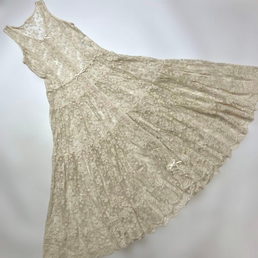 【試着のみ】ピンクハウス 生成 レースジャンパースカート