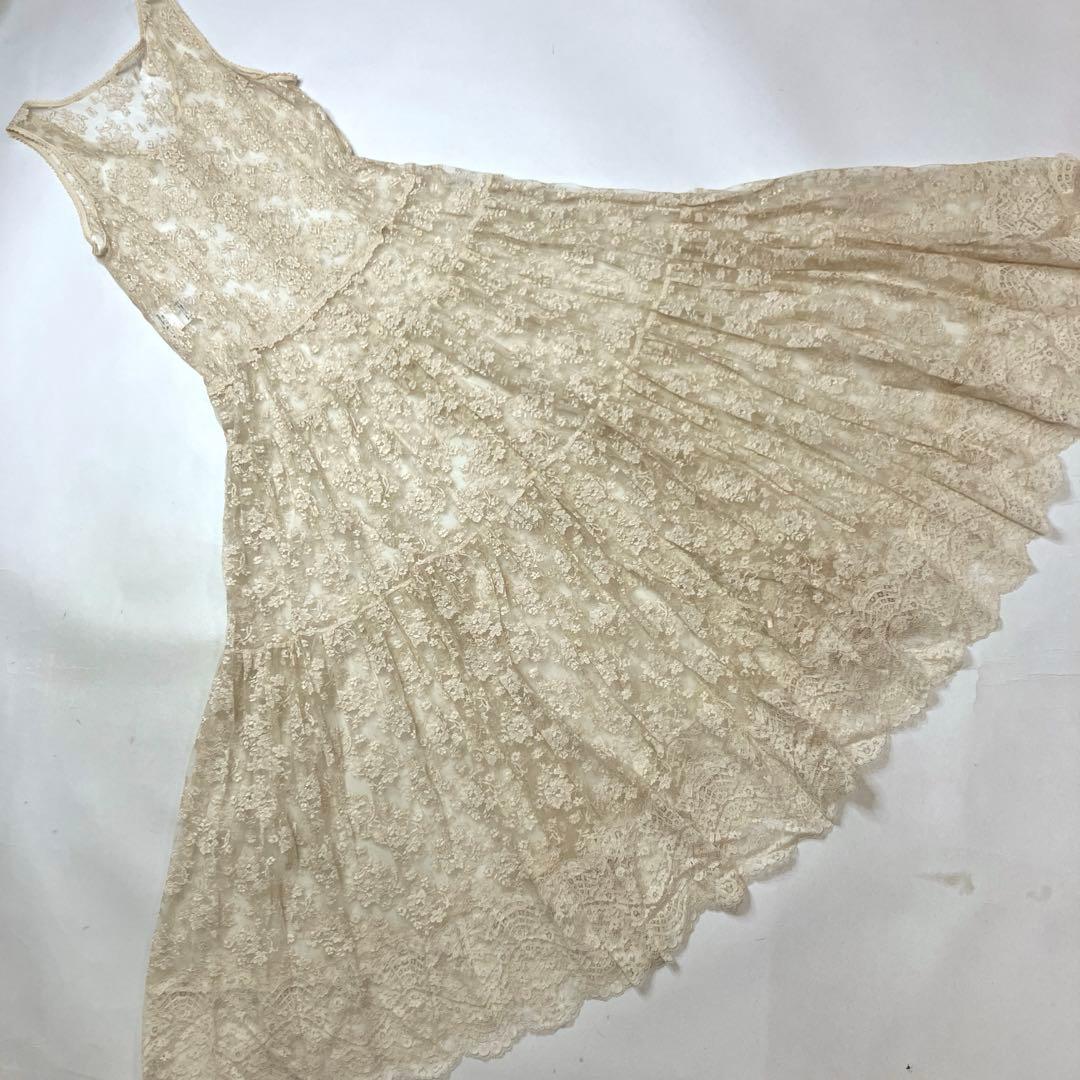 【試着のみ】ピンクハウス 生成 レースジャンパースカート