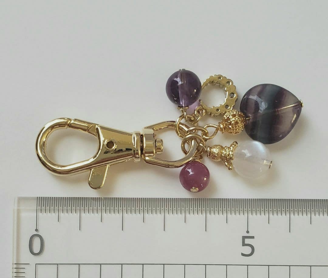 売却済み　398　ムーンストーン　ルビー　開運キーホルダー