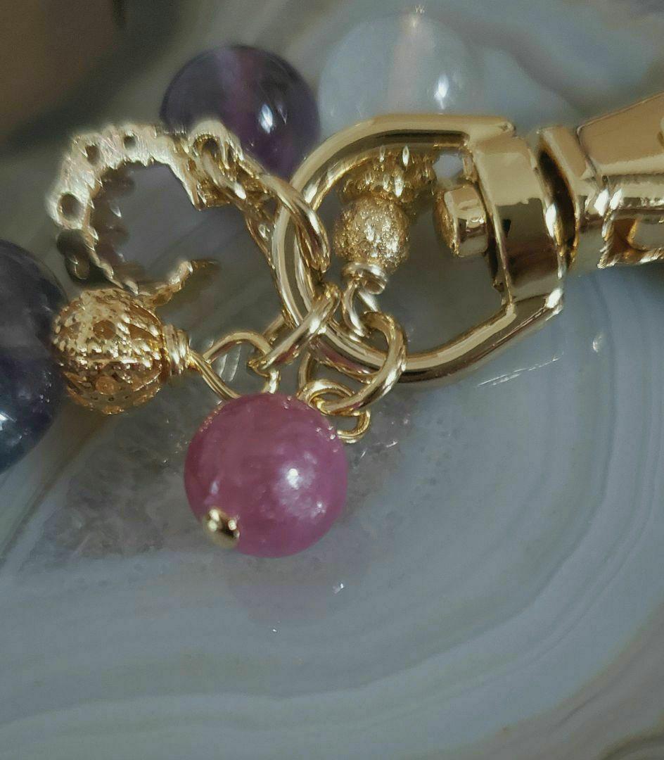 売却済み　398　ムーンストーン　ルビー　開運キーホルダー