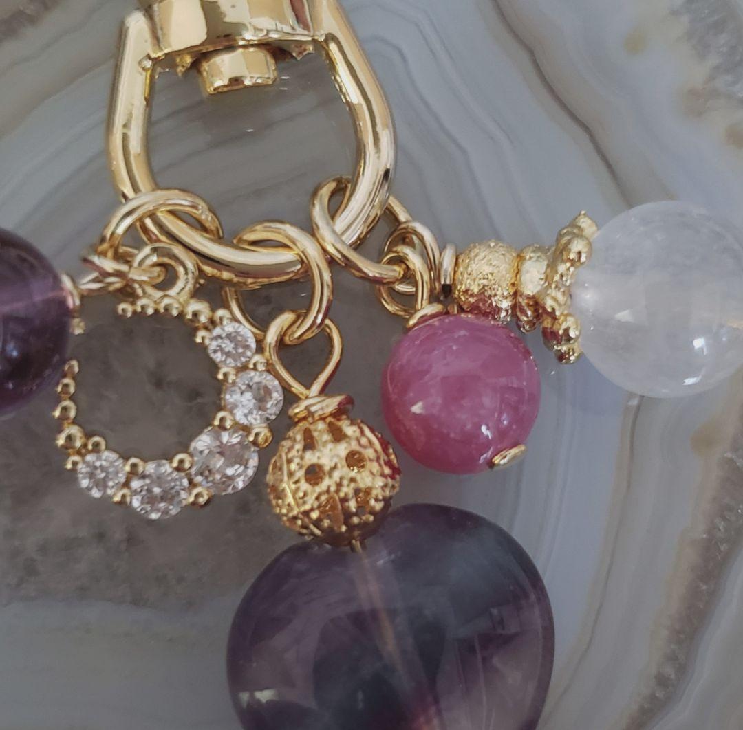 売却済み　398　ムーンストーン　ルビー　開運キーホルダー