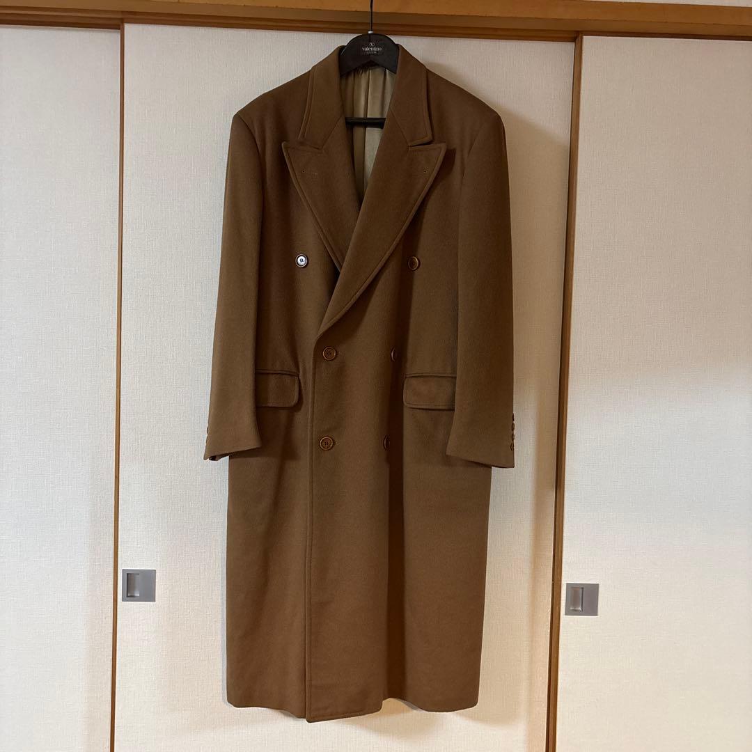 valentino garavani カシミヤ　ブラウン ダブルロングコート
