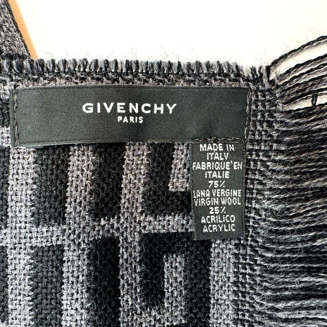 未使用級 GIVENCHY ストール マフラー 黒 グレー 4G モノグラム