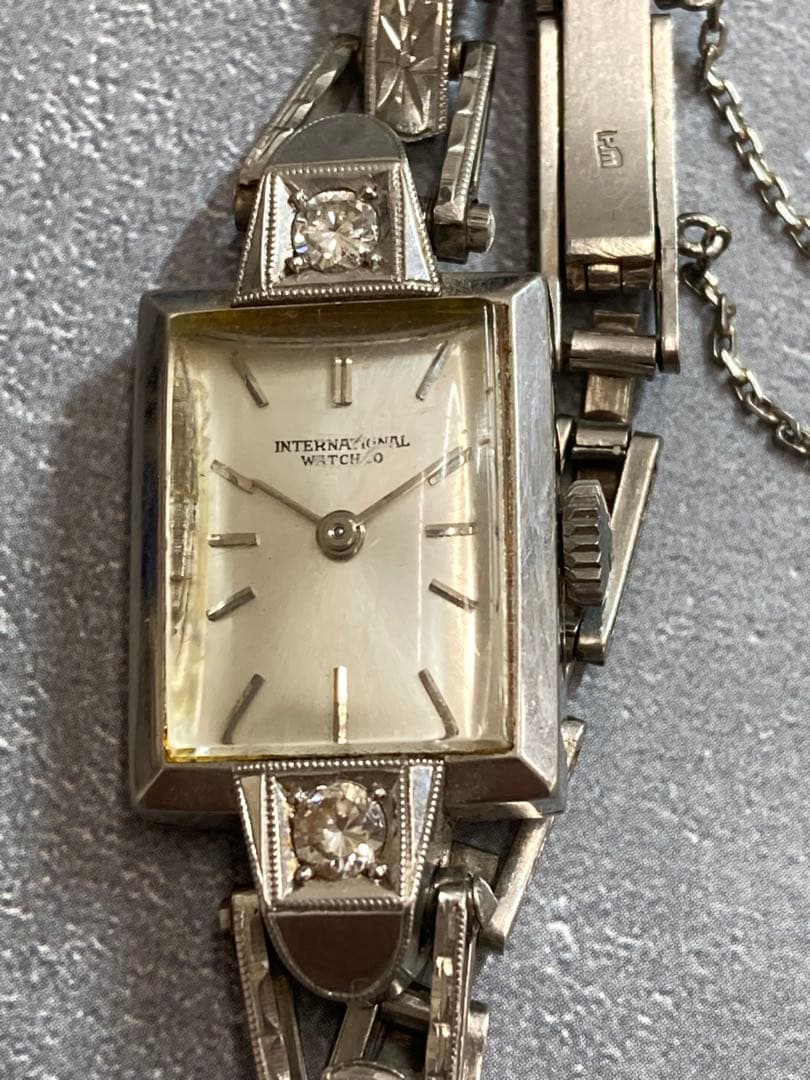 ち*ゲ様 I.W.C 手巻き時計 プラチナ ダイヤ 手巻き？ ジャンク