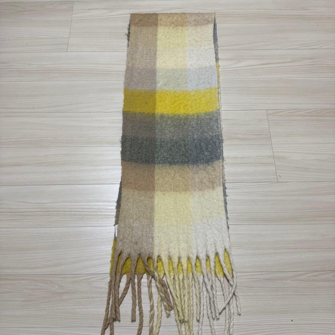 【美品✨】Acne Studios モヘヤ マフラー チェック柄 イエロー