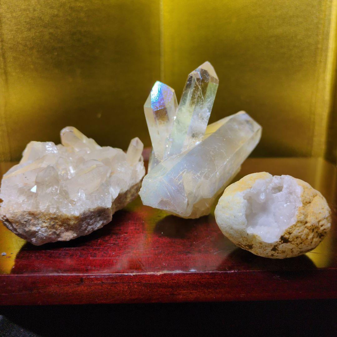 水晶クラスター2点とジオードの3点セット合計440kg 天然石 パワーストーン