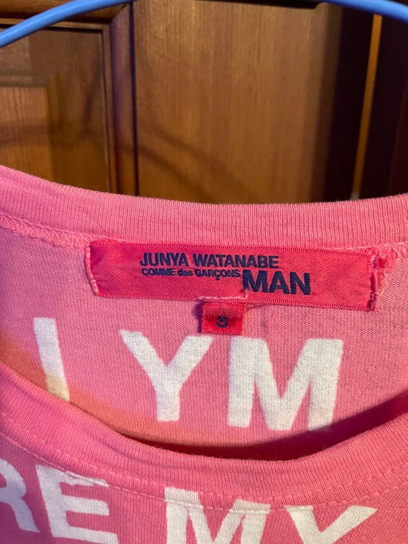 JUNYA WATANABE MAN メッセージピンク長袖カットソー