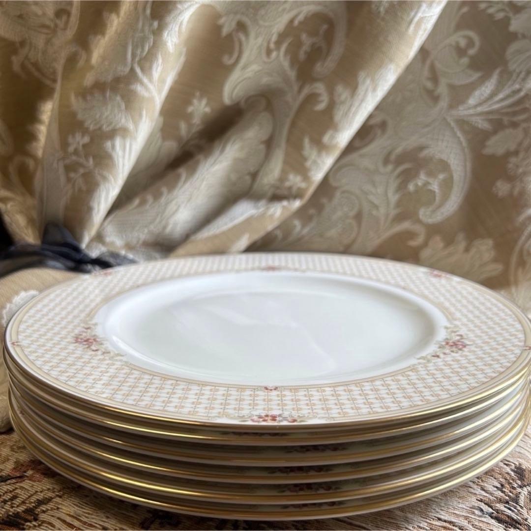 希少品  Turnberry淡い格子に英国の小花が咲くꕤ︎︎大皿6枚