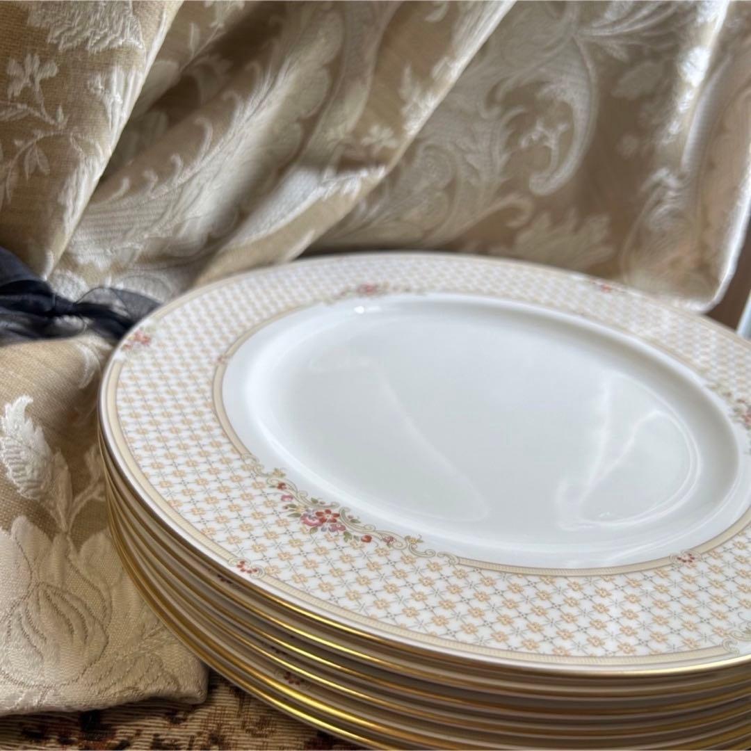 希少品  Turnberry淡い格子に英国の小花が咲くꕤ︎︎大皿6枚