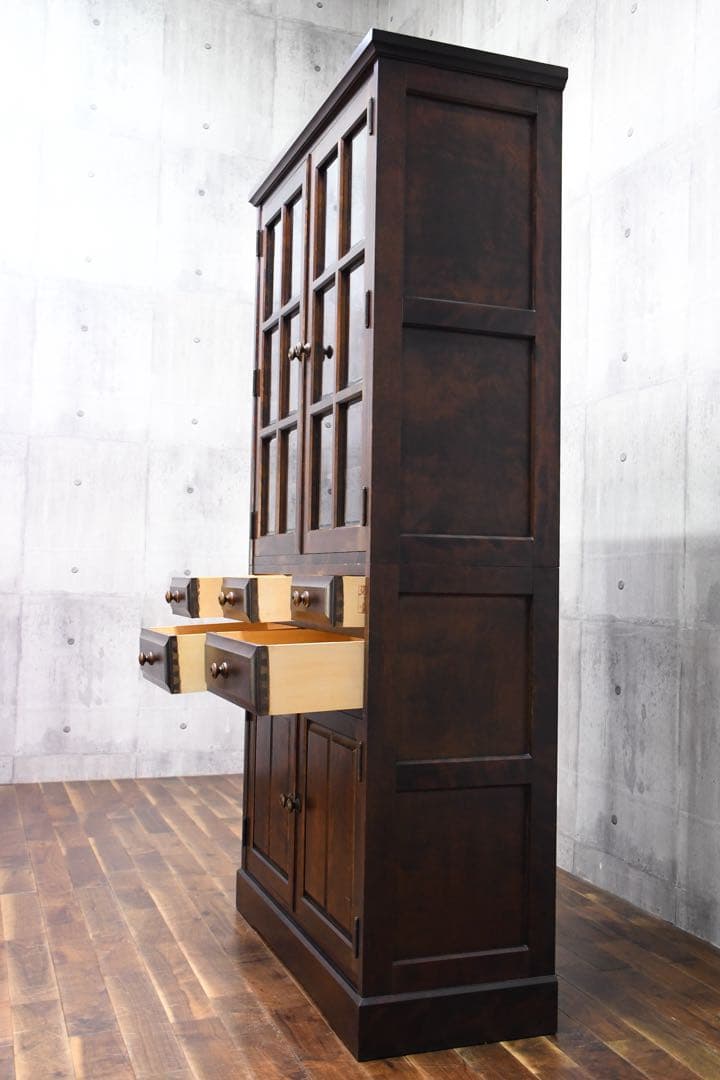 EFK23 北海道民芸家具 食器棚 W90cm カップボード カバ/樺 無垢材