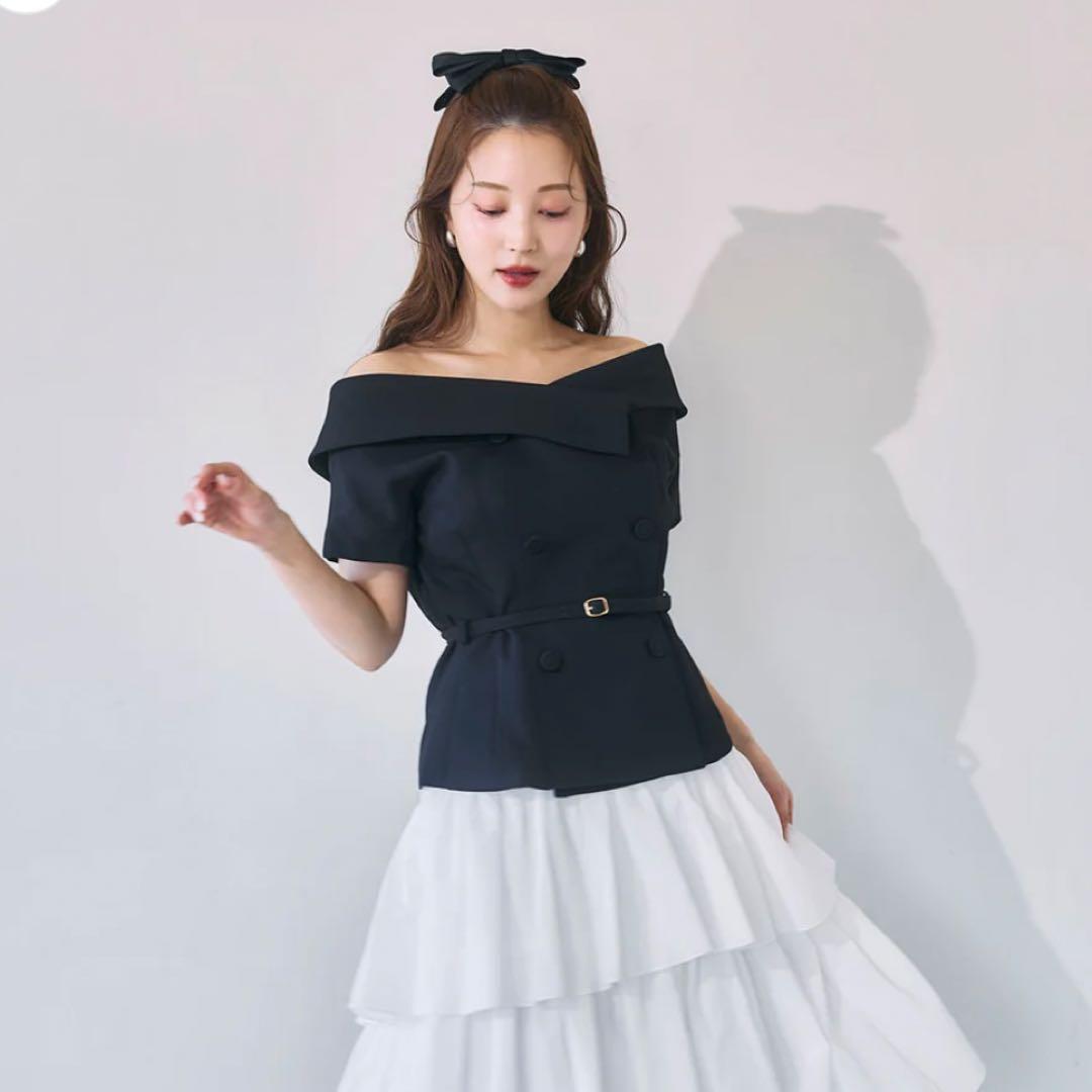 poláura オフショルカラーダブルボタンジャケット