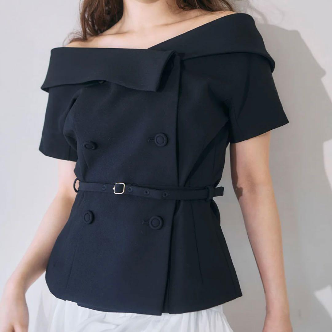 poláura オフショルカラーダブルボタンジャケット