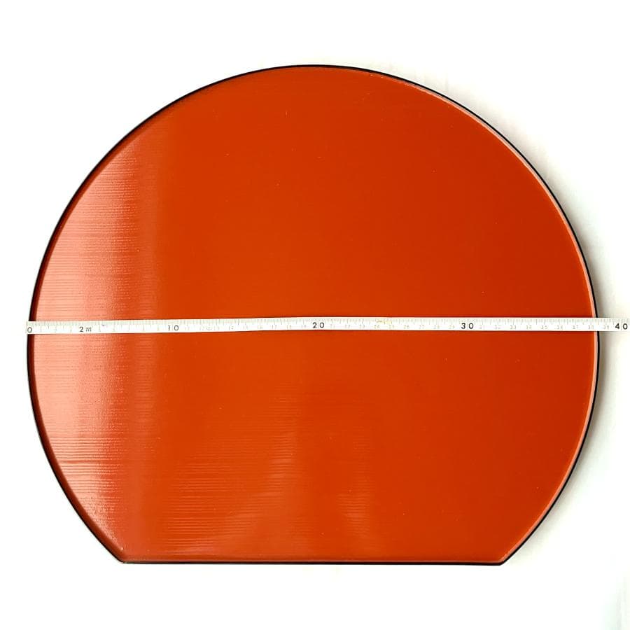 【天然木・特大】漆器 半月盆 5枚セット 38.5cm 朱色（裏面：黒）