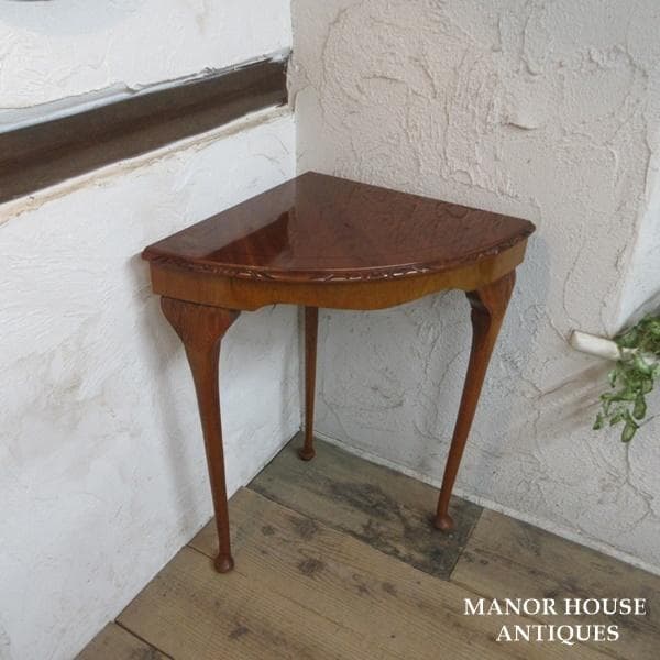 イギリス アンティーク 家具 コーナーサイドテーブル 猫脚 木製 6911d