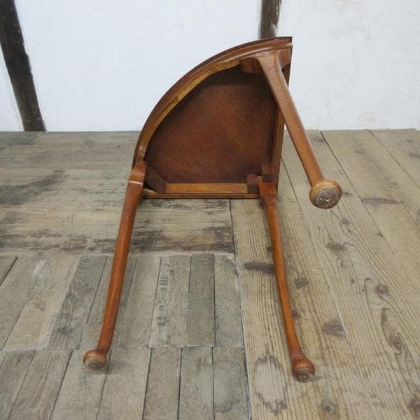 イギリス アンティーク 家具 コーナーサイドテーブル 猫脚 木製 6911d