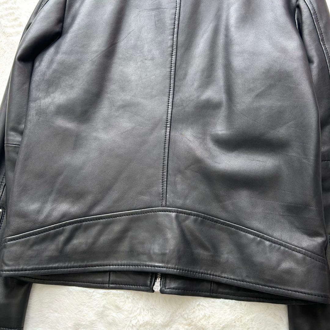 【美品 XL】UNITED TOKYO シングルライダースジャケット　羊革　黒