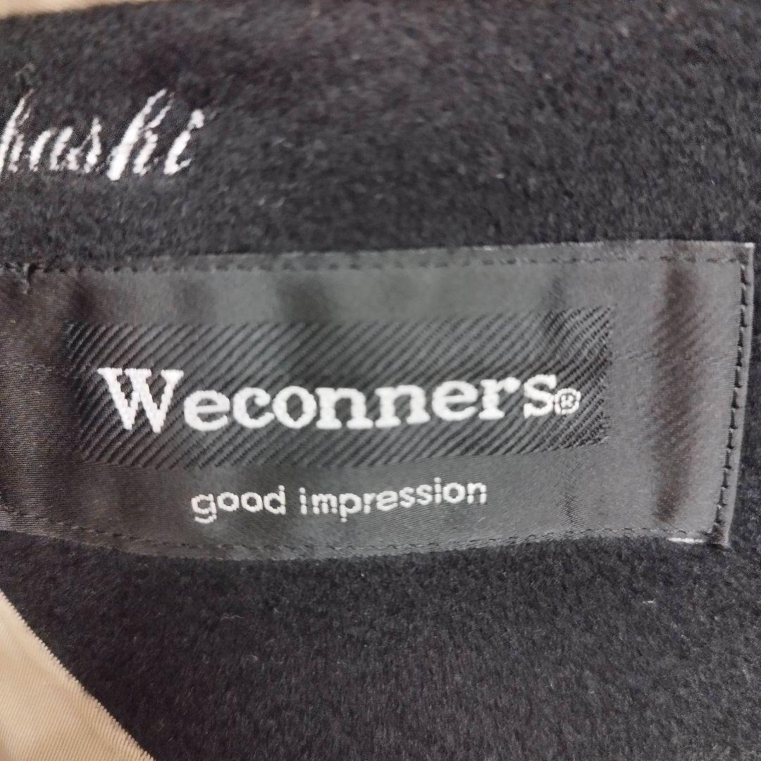 【美品】カシミヤ100%　ステンカラーコート　金裏地　比翼　ロング丈　黒