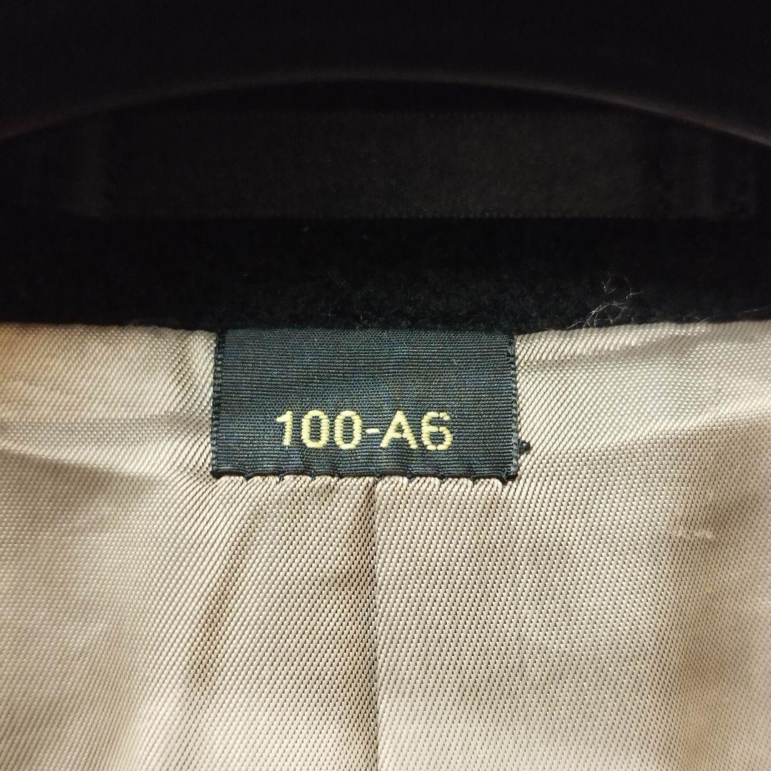 【美品】カシミヤ100%　ステンカラーコート　金裏地　比翼　ロング丈　黒