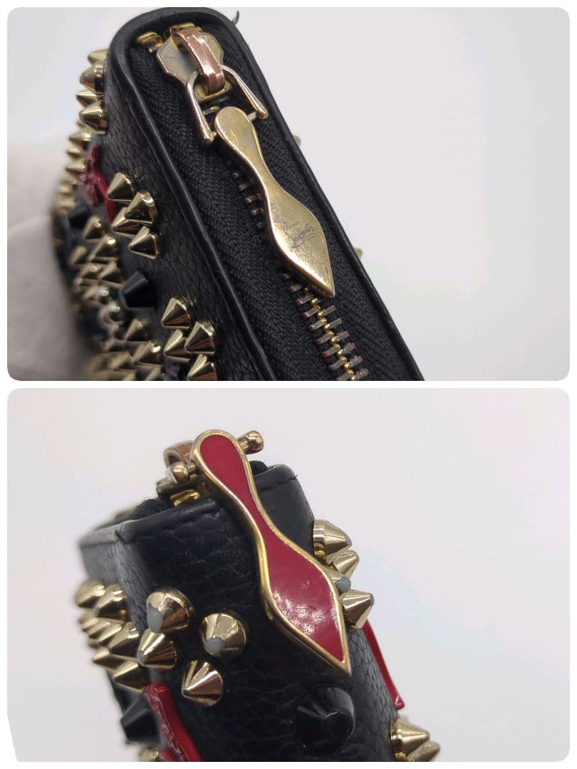 【良品】クリスチャンルブタン☆長財布 ラウンドファスナー パネトーネ スタッズ