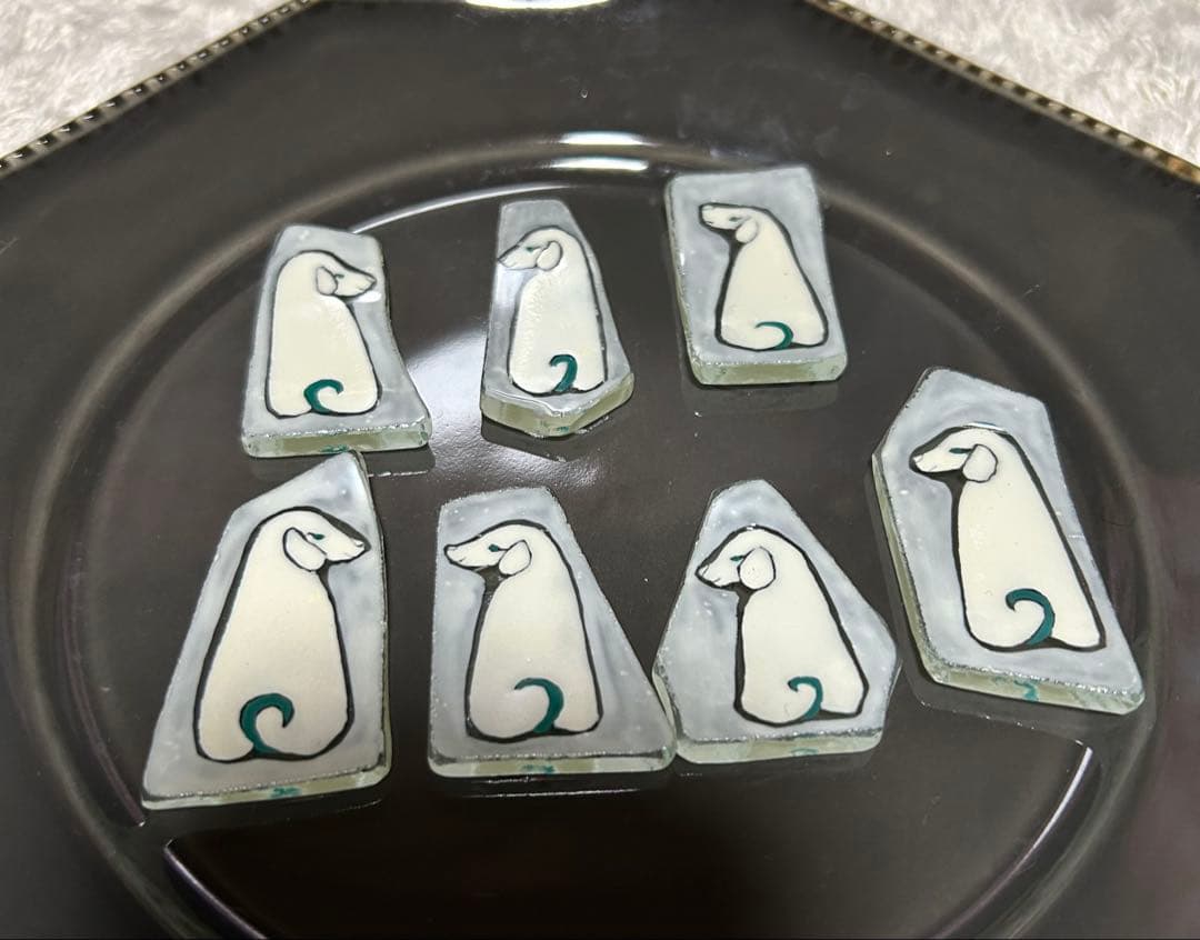 ❤︎dogのシルエット ガラス製箸置き 7個セット